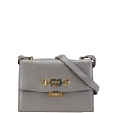 グッチ ズゥミ 斜め掛け ショルダーバッグ 576388 グレー レザー レディース GUCCI 【中古】